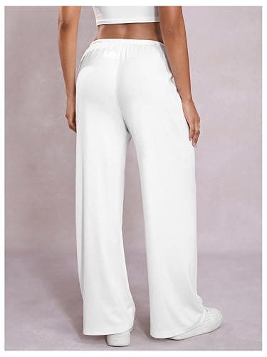 RoseSeek Women's Drawstring Waist Straight Streetwear Long Wide Leg Pants Casual Loose Baggy Workout Long Fall Sweatpants thumbnail 2