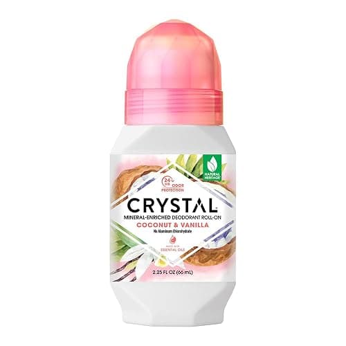 CRYSTAL Mineral Deodorant Coconut Vanilla Roll-On Body Deodorant With 24-Hour Odor Protection, Paraben Free, 2.25 FL OZ (Packaging May Vary) (2.25 Fl Oz/66ml) - Image 1