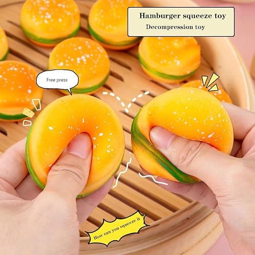 AHYCS Hamburger Stress Toys - Small Hamburger Squeeze Toys, Stress Stretch Hamburger Toys, Stress Relief Funny Novelty Toy, Simulation Hamburger Fidget Toy(3PCS) thumbnail 5