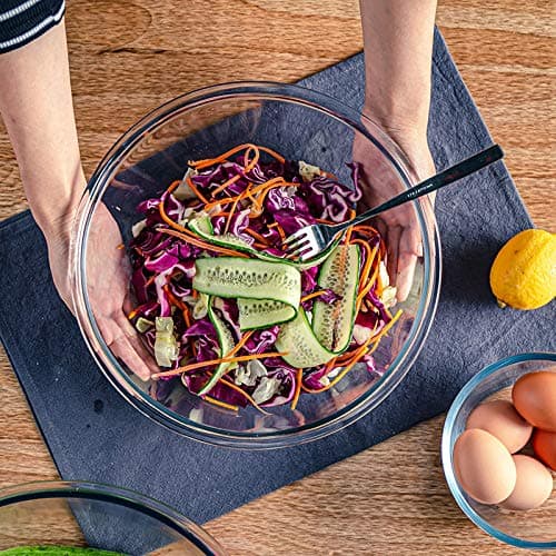 M MCIRCO Glass Mixing Bowls with Lids, 4 Packs Glass Bowl Set, Nesting Bowls for Meal Prep, Food Storage, Glass bowl For Cooking, Baking, BPA-Free, 0.8/1.7/1.6/2.9/4.8 Qt - 4pcs thumbnail 8