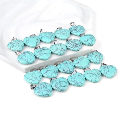 LE SKY 20 Pcs natural stone pendants heart shape healing stone charms for jewelry making thumbnail 3