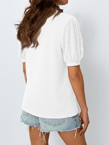 AUTOMET Womens Summer Short Sleeve Sweater Dressy Business Casual Blouses 2026 thumbnail 4