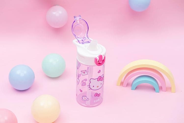 Zak Designs Sanrio Sage Kids Water Bottle For School or Travel, 16oz Durable Plastic Water Bottle With Straw, Handle, and Leak-Proof, Pop-Up Spout Cover (Hello Kitty) thumbnail 11