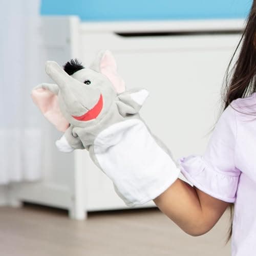 Melissa & Doug Safari Buddies Hand Puppets, Set of 6 (Elephant, Tiger, Parrot, Giraffe, Monkey, Zebra) Soft, Plush Animal Hand Puppets For Toddlers And Kids Ages 2+ thumbnail 7