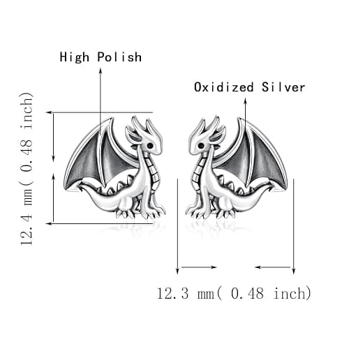 925 Sterling Silver Dragon Highland Cow Axolotl Horse Penguin Fox Manatee Pig Bunny Earrings Stud Hypoallergenic Cute Animal Jewelry Gifts for Women thumbnail 6
