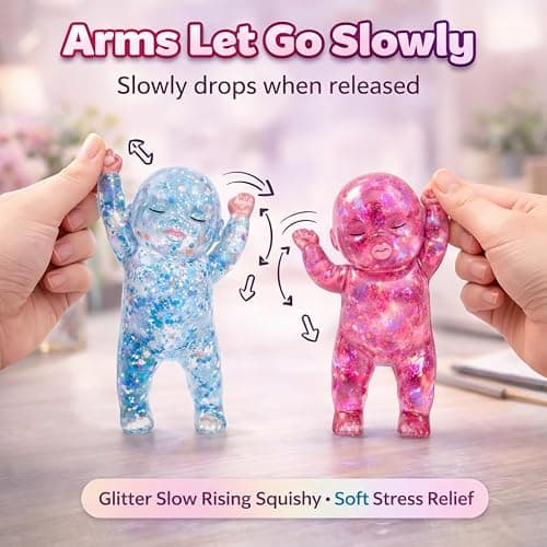 2PCS Baby Squishy Glitter Slow Rising, Squishy Babies Sensory Fidget for Stress Relief, Soft Cute Squeeze, Desk Decor & Gift thumbnail 6