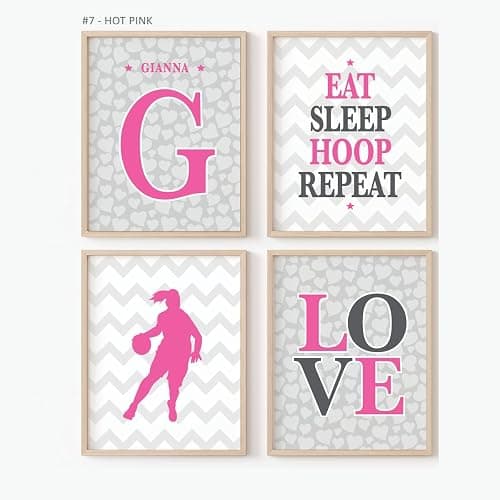 Basketball Room Décor for Girls – Inspirational Wall Art Set | Gift for Basketball Players, Teen Girls & Sports Lovers | Sports-Themed Bedroom Prints (A Set of 4), UNFRAMED thumbnail 2