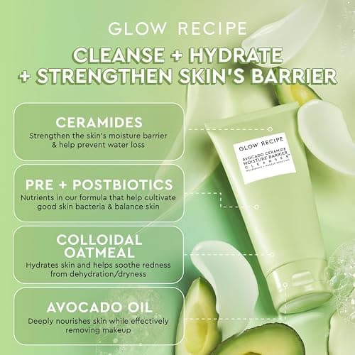 Glow Recipe Avocado Ceramide Facial Cleanser, Korean Double Cleanse Second Step, Hydrating Gel-to-Foam Face Wash for Dry Skin, Barrier Support, Hyaluronic Acid + Colloidal Oatmeal (150ml) thumbnail 2