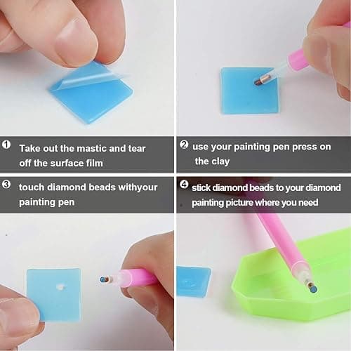 FEBSNOW 60Pcs Painting Glue Clay DIY Diamond Embroidery Wax Tool Set | Diamond Art Wax Pads, Blue Color Putty, Wax Refills for Crafters, Diamond Art Painting Accessories and Tools thumbnail 4