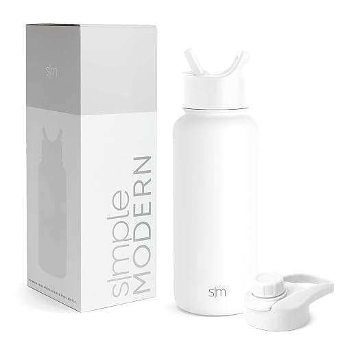 Simple Modern Water Bottle with Straw and Chug Lid | Insulated Stainless Steel for Sports Gym | Summit Collection | 32oz | Winter White - Image 1