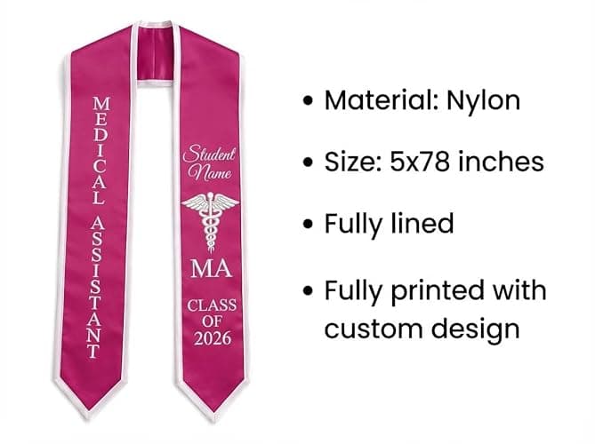 Chillever Personalized Medical Assistant Stole Custom Name MA Graduation Sash Class 2026 Gift Healthcare Graduate Ceremony thumbnail 5