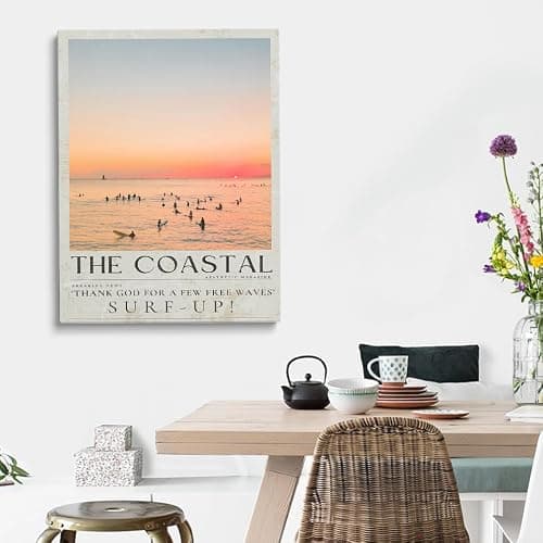 Generic Pink Beachy Magazine Cover Trendy Newspaper Print Beachy Dorm Room Decor Girly Surf Wall Art Coastal Cowgirl Wall Art Seascape Sunset picture Preppy Pink Apartment Decor 16x24in Unframed - O-Unframed - 16L" x 24W" thumbnail 3