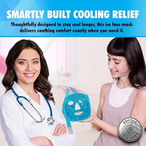 Perfect Remedy Face Ice Pack, Reusable Hot & Cold Ice Face Mask, Gel Compress for Helping with Puffy Eyes and aiding in Conditions of Swelling, Facial Spa Cooling Mask for Women and Men (Blue) thumbnail 7