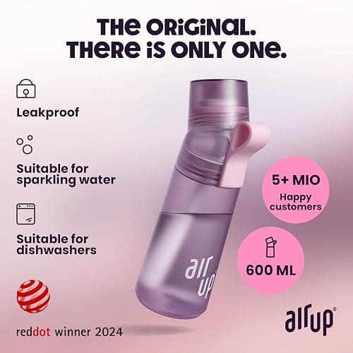 AIR UP water bottle Twist Pro Lavender starter set with pods in 5 flavours I 600ml drinking bottle with sugar-free flavouring I dishwasher-safe, BPA-free in Purple thumbnail 4