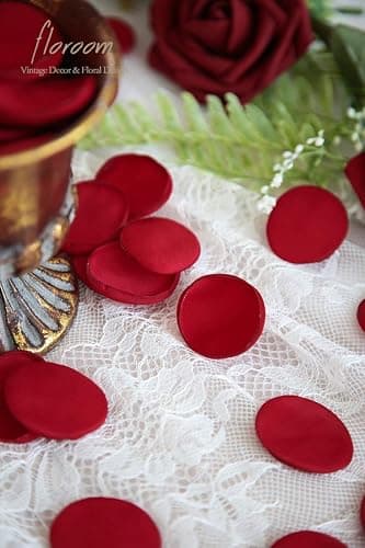 Floroom 300pcs Rose Petals Dark Red Faux Silk Flower Petals for Wedding Flower Girl Basket Aisle Scatter Dinner Table Centerpieces Party Confetti Bridal Shower Romantic Night Decoration thumbnail 3