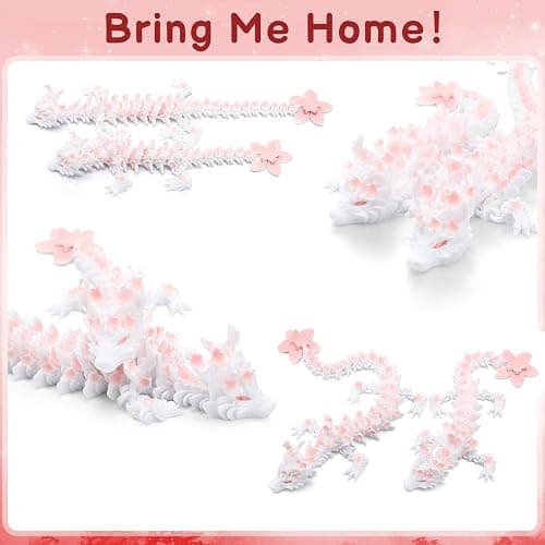 Guiqulai 2pcs 3D Printed Cherry Blossom Dragon Articulated Dragon Fidget Toy Large 12.2 Inch and Small 8.85 Inch for Desk Decor Collectible thumbnail 4