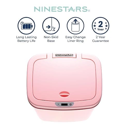 Ninestars 3 Gallon Automatic Trash Can, 12L Touchless Motion Sensor Bathroom or Bedroom Garbage Can with Odor-Sealing Lid, Impact-Resistant ABS Plastic, Pink thumbnail 4