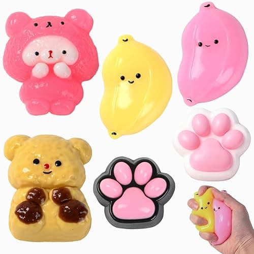 Taba Squishy Fidget Toys 6Pcs, Ultra-Soft Stress Relief Sensory Squeeze Toys for Kids & Adults, Kawaii Fufu Squishies for Party Favors, Birthday Gifts, Xmas Goodie Bags Stuffers - Image 1
