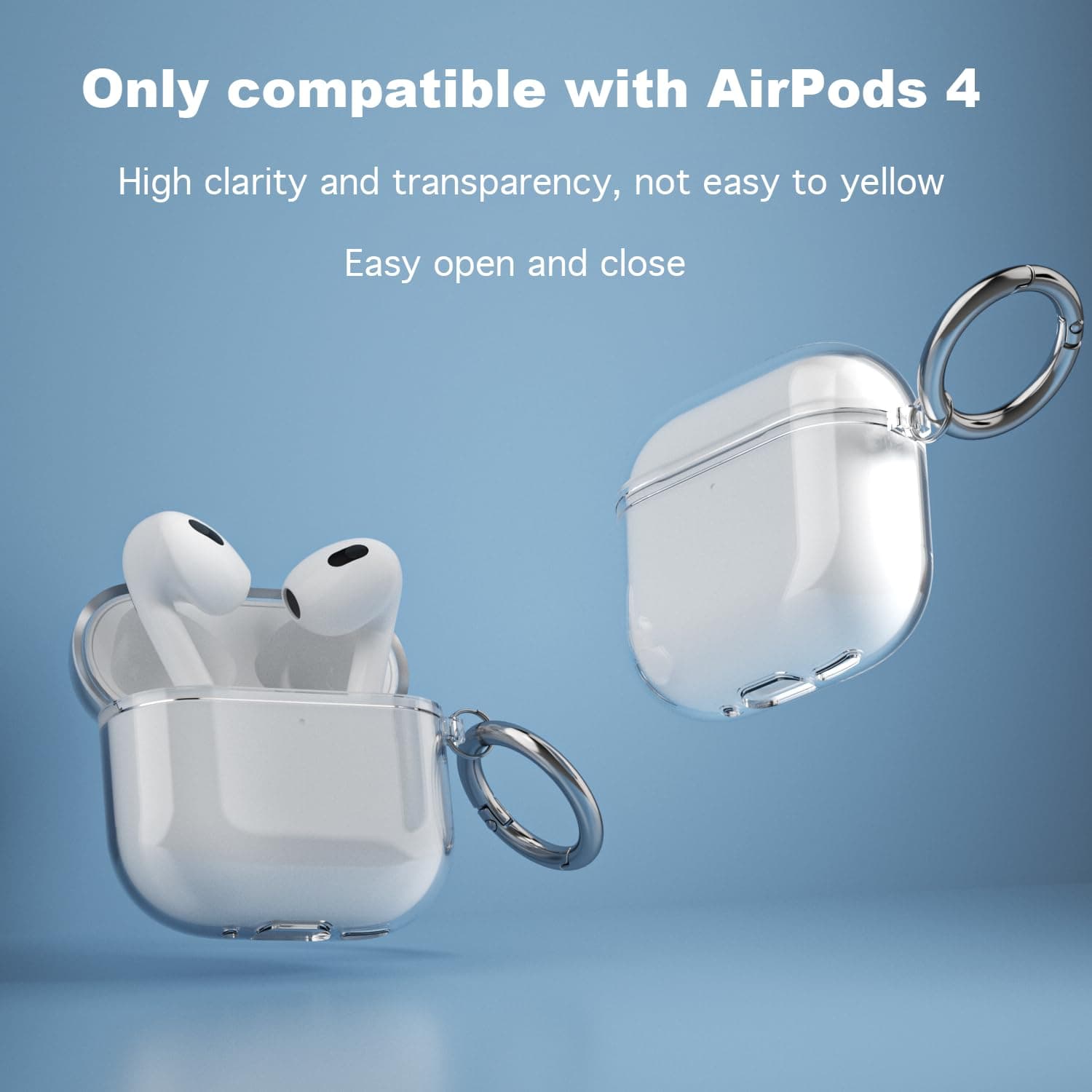 USTIYA Case for Apple AirPods 4 Cover AirPods4 2024 Shock-Absorption Transparent TPU Thickening (Pink/Red) thumbnail 5