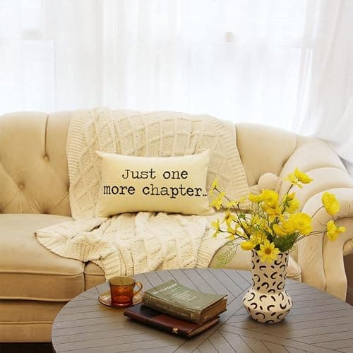 Ogiselestyle Just One More Chapter Lumbar Pillow Cover, 12 x 20 Inch Farmhouse Cushion Case Book Lover Decoration for Sofa Couch thumbnail 6