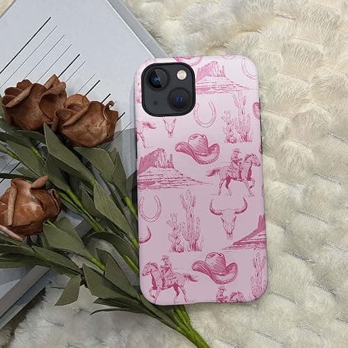 DAIZAG Case Compatible with for iPhone 15 Plus,Vintage Pink Cowboy Hat Horses Cacti Phone Case for iPhone 15 Plus for Girl Women Boy Men thumbnail 5
