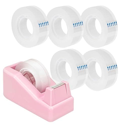 JEFURE Lightweight Desktop Tape Dispenser, 6 Rolls Tape, 1-Inch Core | Transparent Tape Holder with Stable Non-Skid Base, 0.71 in x 1000 in Each Roll, for Office, Home & School Use - Image 1