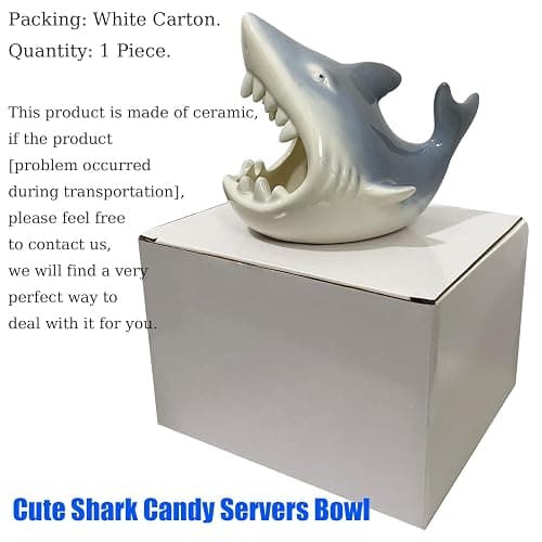 Shark Shaped Ceramic Bowl, Cute Ocean-Themed Storage Container, Versatile Organizer for Jewelry, Candy, Snacks thumbnail 7