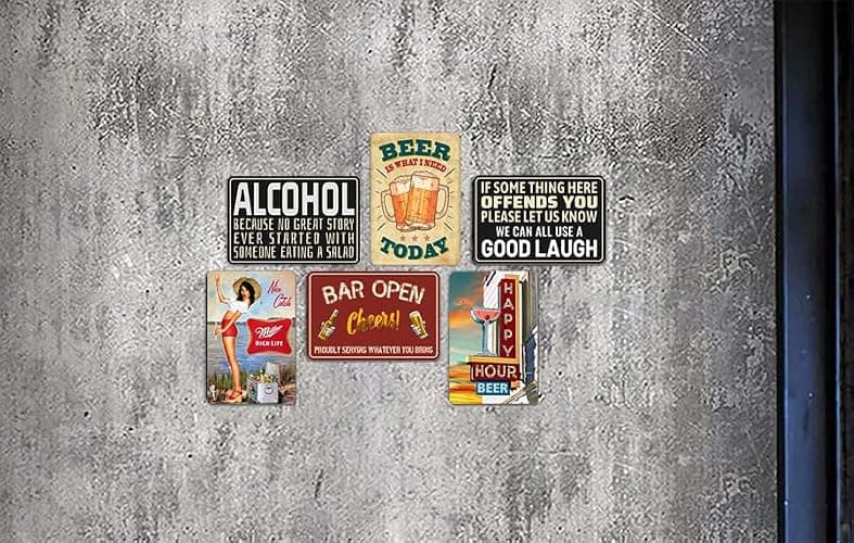 Vintage-Style Metal Tin Sign for Man Cave - Retro Fishing and Beer Decorative Sign, 8 x 12 Inch (039) thumbnail 8