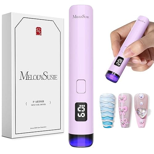 Melodysusie Handheld UV Light for Gel Nails, ART01R Cordless Gel X Nail Lamp Rechargeable with LCD Display, Eye-Protective Cover Flash Cure Nail Dryer for Rhinestone Glue Decoration DIY At Home Purple - Image 1