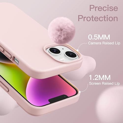 JETech Silicone Case for iPhone 14 6.1-Inch, Silky-Soft Touch Full-Body Protective Phone Case, Shockproof Cover with Microfiber Lining (Pink) thumbnail 5