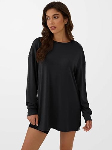 ANRABESS Women's Oversized Long Sleeve shirts Fall Workout Tunic Tops Athletic Gym Tshirts Soft Basic Tees 2025 Outfits thumbnail 7