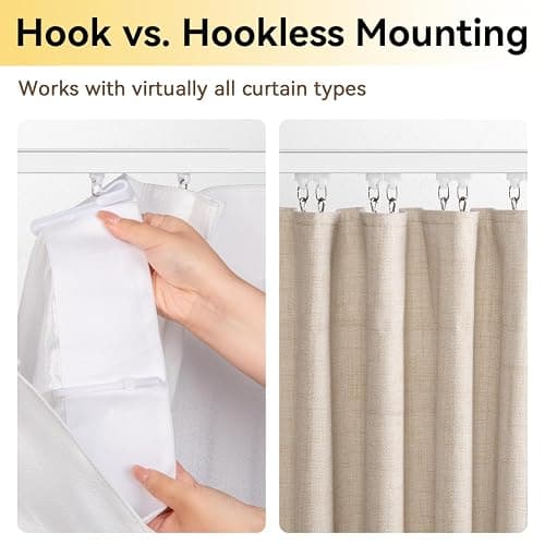 FELIDESIGN Curtain Track, Ceiling Curtain Track for Room Divider, Ceiling Mount Rail Set with Roller Hooks, White, 12ft - 18ft thumbnail 7