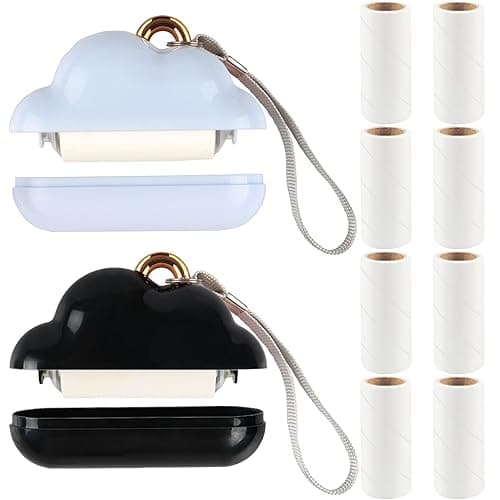 Mini Lint Roller Travel Size, Reusable Pet Hair Remover, Portable Lint Roller for Clothes with 150 Sheets Refillable (Blue&Black) - Blue&black