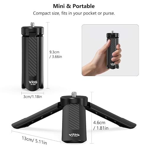 VRIG TP05S Mini Tripod for DJI OSMO Pocket4 & Pocket3,Portable Pocket Stand Desk Small Handheld Selfie Stick with 1/4" Screw Vlog for insta360 X5/X4/X3 /DJl Osmo Action 6/5Pro/4/3 thumbnail 2