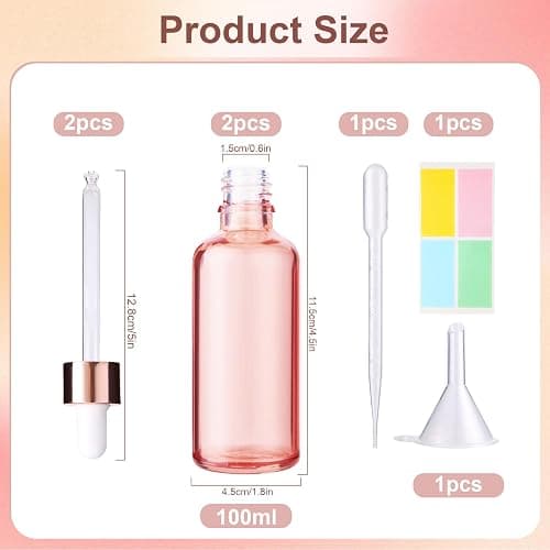 Hyber&Cara Pipettenflaschen mit Glas Pipette 2 x 100ml Roségold Glasflaschen Apothekerflaschen mit Tropfenpipette für ätherische Öle, Parfümöle, Flüssigfarbstoffen Aromatherapie -Mischungen thumbnail 2
