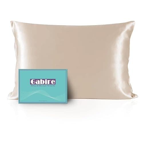 Gabire Mulberry Silk Pillow Case for Hair and Skin Prevent Acne Pillowcases Both Sides Real Silk Pillowcases Organic Silk Pillowcase with Hidden Zipper, Champagne, Queen (20"×30") - Image 1