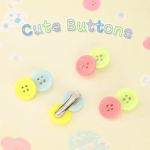 4 PCS Colorful Button Hair Clips Cute Y2K Duckbill Clips for Women & Girls Kawaii Cartoon Barrettes Decorative Hair Accessories for Back to School Birthday Parties thumbnail 2