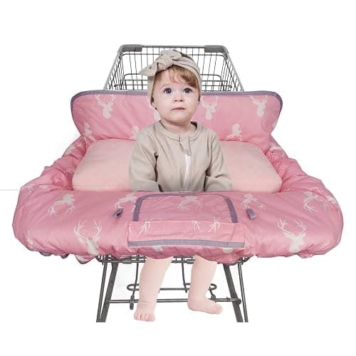 Shopping Cart Covers for Baby Girl Cart Cover for Babies, Infant High Chair Cover, Machine Washable, Non-Slide degisn (Pink Deer) - Image 1