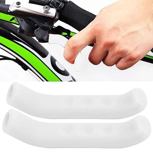 Kodrily Bike Brake Grips, 1 Pair Silicone Brake Lever Grip, Bicycle Brake Lever Protector Cover, Anti Slip Brake Handle Sleeve Covers for Road Mountain Bikes Cycling, White thumbnail 2