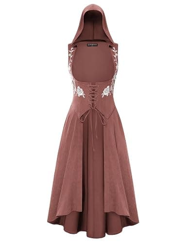 Scarlet Darkness Renaissance Hood Dress for Women Medieval Costume Underbust Pirate Dresses with Pockets thumbnail 2