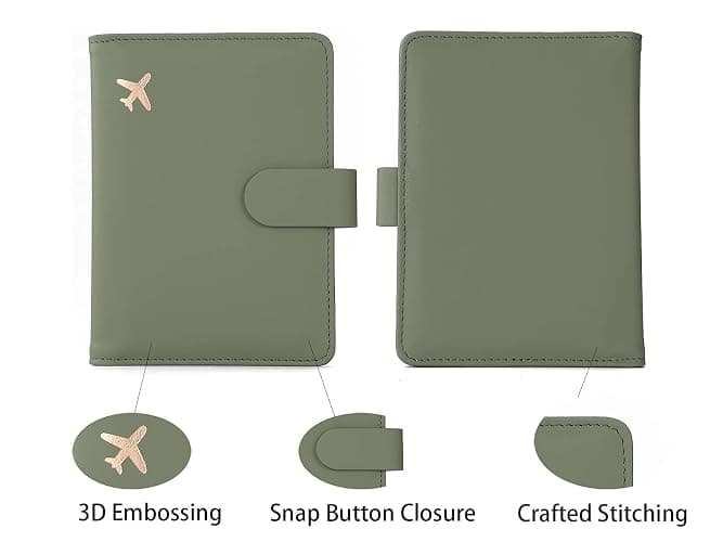 Melsbrinna Rfid Passport Holder for Travel women/Men, Cute Passport Wallet Rfid Blocking Card Slots, Rfid Passport Cover/CaseTravel Wallet, Passport Book Holder (1, Green) thumbnail 6