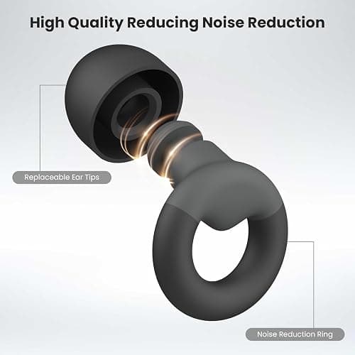 JUSTRVN Ear Plugs for Sleeping, 2 Pairs of Reusable Earplugs for Noise Reduction 25dB-30dB with 8 Ear Tips, Soft Hearing Protection Ear Plugs for Concert,Noise Sensitivity, Study & Work, Black thumbnail 3