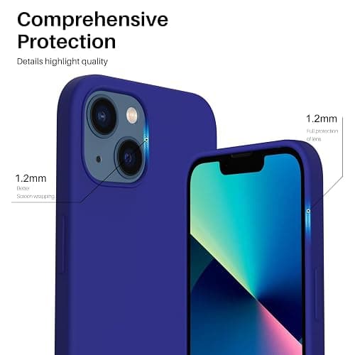 ORNARTO Compatible with iPhone 13 Case 6.1, Slim Liquid Silicone 3 Layers Full Covered Soft Gel Rubber Phone Case Protective Cover 6.1 Inch-Klein Blue thumbnail 4