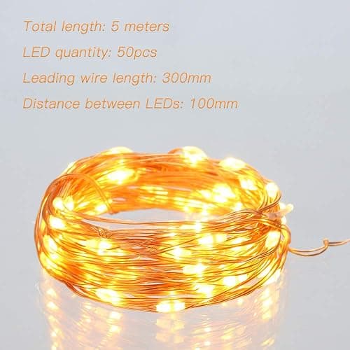 Ariceleo Led Fairy Lights Battery Operated, 1 Pack Mini Battery Powered Copper Wire Starry Fairy Lights for Bedroom, Christmas, Parties, Wedding, Centerpiece, Decoration (5m/16ft Warm White) thumbnail 3