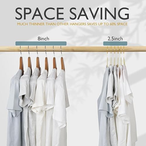ManGotree Velvet Coat Hangers with 360° Swivel Gold Hook, Non-Slip Felt Suit Hangers, Slim Space Saving Clothes Hanger for Jacket, Sweater, Shirt, Dress, Pants (36 Pack, Beige) thumbnail 7