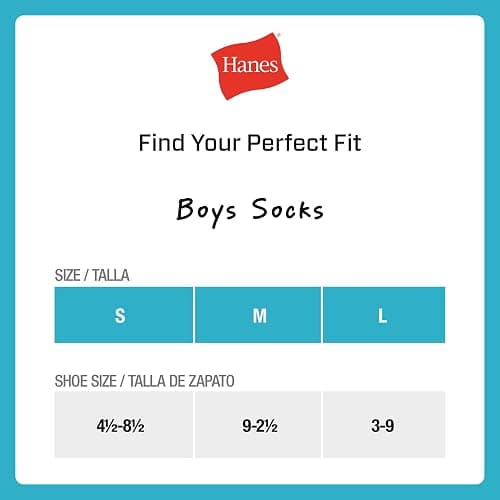 Hanes Boys' Socks Pack, Double Tough Moisture Wicking Ankle, Crew, No Show Socks, 12 & 14 Pair Packs thumbnail 4