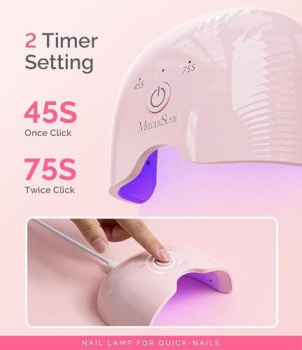MelodySusie Small LED UV Nail Lamp with Lightweight Design, P-ART06F Nail Dryer with Simple Button Control Cures All Soft Gels at Home, Especially Half-Cured Gel, Base Coat & Top Coat Pink thumbnail 5