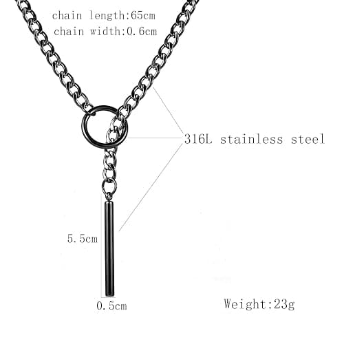 Heart O ring Slip Chain Necklaces for Women Stainless Steel Cuban Chain Bar Necklace Punk Rock Collar Necklace Handmade Adjustable Lariat Y Necklaces for Men thumbnail 5