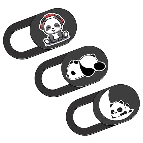 HKDGYHON Laptop Camera Cover Slide Cute, Phone Accessories, Webcam Cover, Lovely Puppy Computer Camera Cover for iPhone iPad MacBook Pro Computer iMac PC, Laptop Accessories Great for Privacy - Leisurely Panda-Black