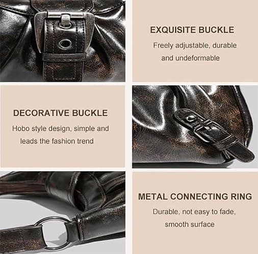 AFMKTICA Y2K Trendy Purse for Women, Leather Buckle Punk Hobo Clutch Purses Bags for Ladies Top Handle Shoulder Bag thumbnail 3